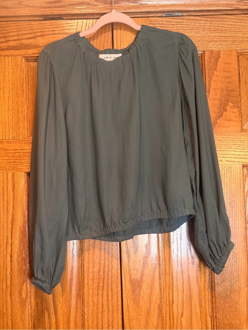 cloth & stone Olive Green Long Sleeve Peasant Blouse